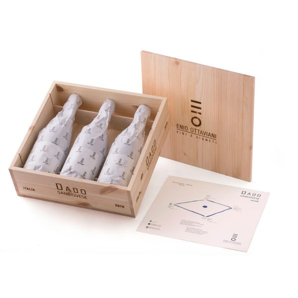 Dado Romagna Superiore Sangiovese DOP 2018 75cl in 3er-Holzkiste à 75cl 13.5% vol.