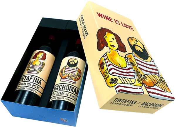 Geschenkbox "Wine is Love" 1 x Macho Man 75cl & 1 x Tintafina 75cl Casa Rojo